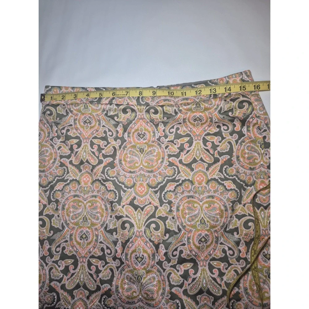 J. Crew Women's Paisley Pencil Skirt Size 8 Green/Gold Boho Chic